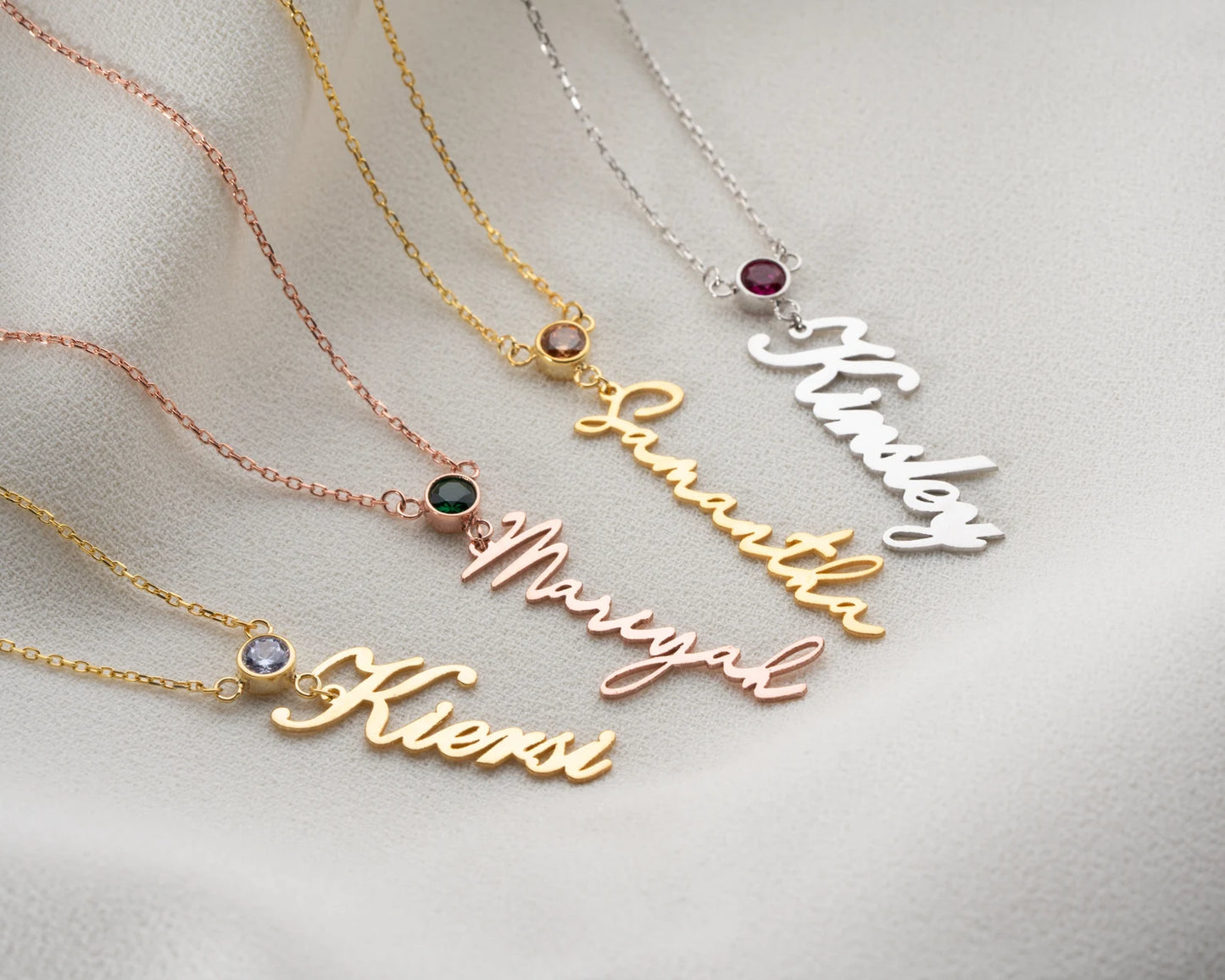 Shop personalized vertical name birthstone necklaces in UAE – meaningful gifts for her