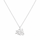 A delicate gold chain necklace featuring a stylized Arabic name pendant, shown against a plain white background.