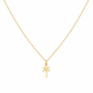 A delicate gold chain necklace featuring a small palm tree pendant in 18 carat gold, displayed against a solid white background.