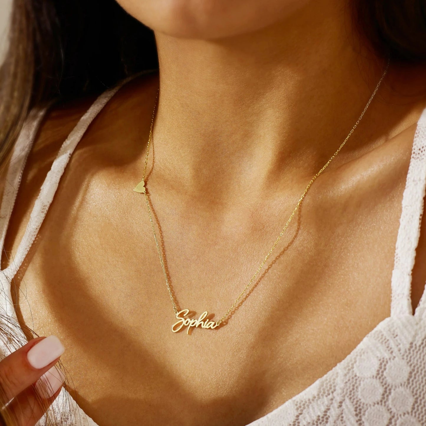 Captivating Gold Heart Necklace - Elegant Present for Her Birthday