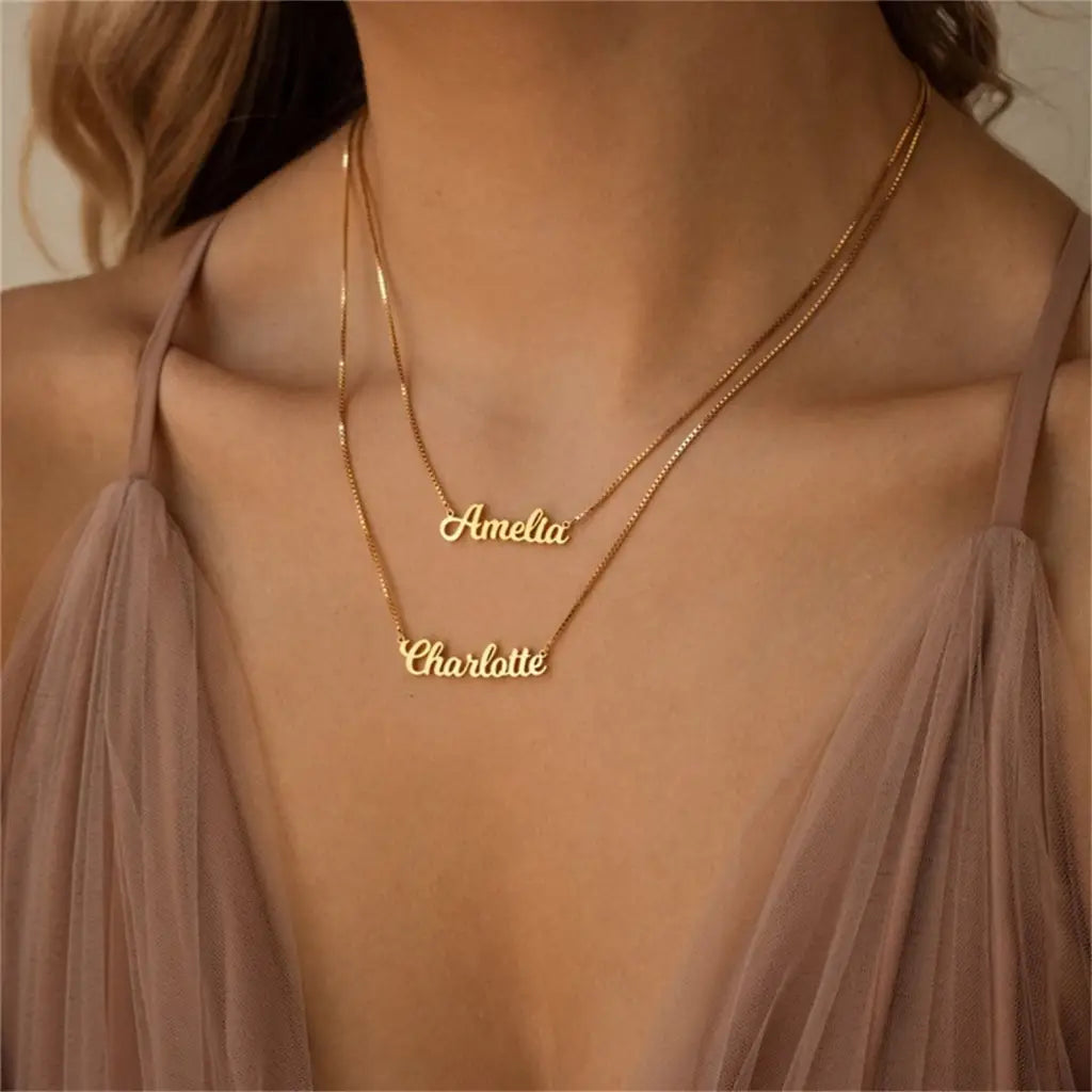 Gold Personalized Name Necklace in Dubai Burst of Arabia