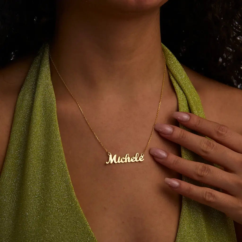 Gold Personalized Name Necklace in Dubai Burst of Arabia