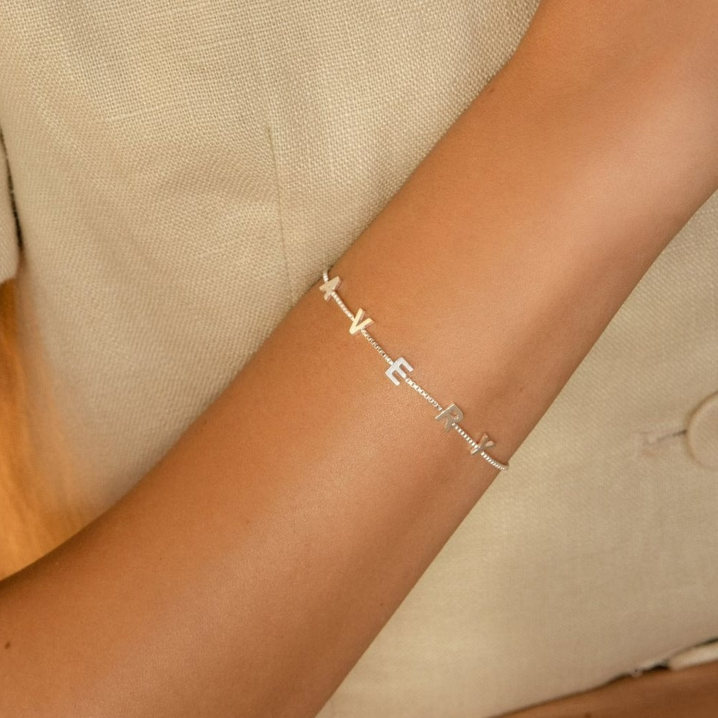  Initial letter bracelet, anniversary gift for women, birthday gift for her. Handcrafted in Dubai, UAE.