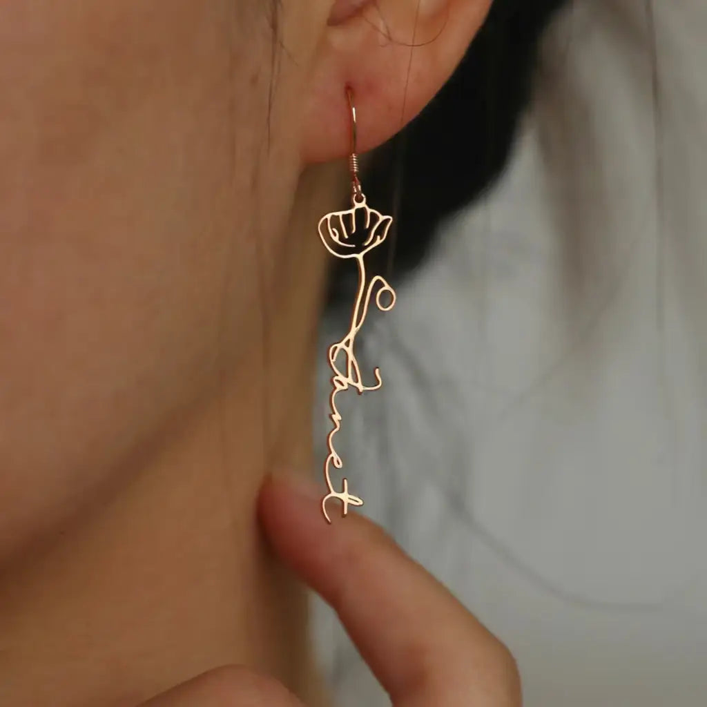 Birth Flower Name Earrings Gold Earrings Burst of Arabia
