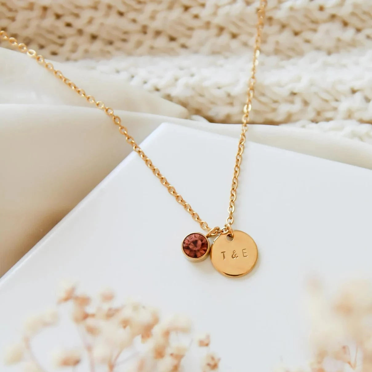Personalized Alphabet Initial Birthstone Necklace. Locally designed and handcrafted. Delivered in 3-5 days across Dubai and the UAE.