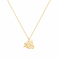 A delicate gold chain necklace featuring a stylized Arabic name pendant, shown against a plain white background.