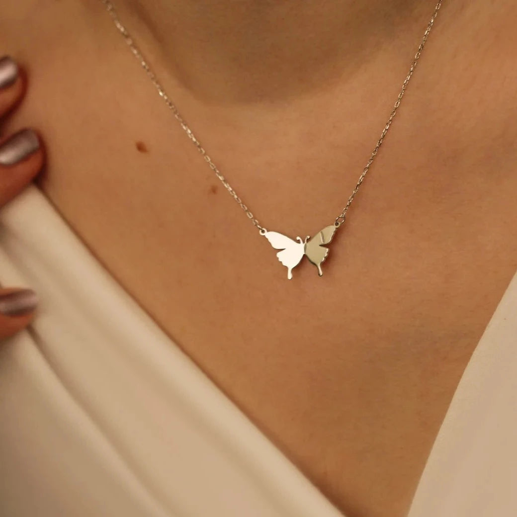 Luxury butterfly necklace for her - 18K gold. Luxury Valentine's Day for girlfriend, Dubai, Abu Dhabi, UAE.