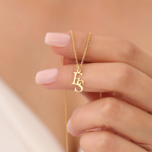 Gold Double Initial Necklace – Personalized Jewelry UAE

