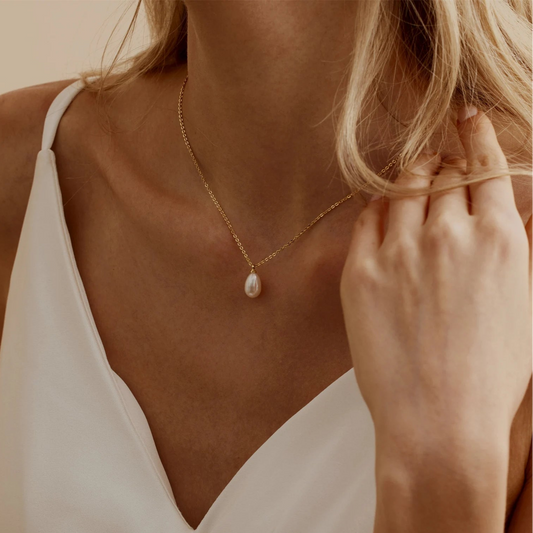 Gold Pearl Drop Necklace – Natural Pearl Jewelry UAE

