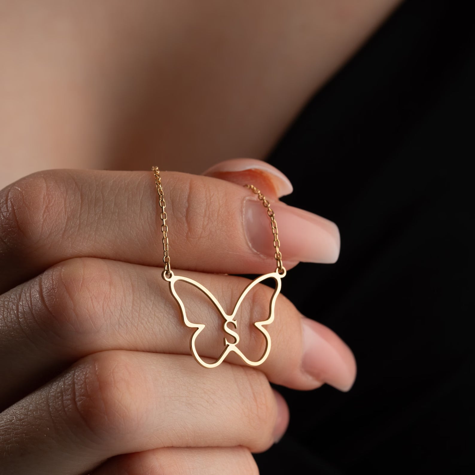 "Gold Butterfly Initial Necklace - Personalized Jewelry for a Touch of Elegance"