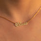 Gold Personalized Name Necklace Designed and handcrafted in the UAE. This classic gold name necklace is locally handcrafted with the highest quality materials and artisans available in Dubai. Perfect gift for a best friend, lover and family.