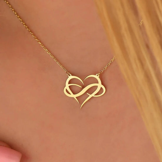 18 Carat Gold Heart Infinity Necklace - A Radiant Emblem of Eternal Connection