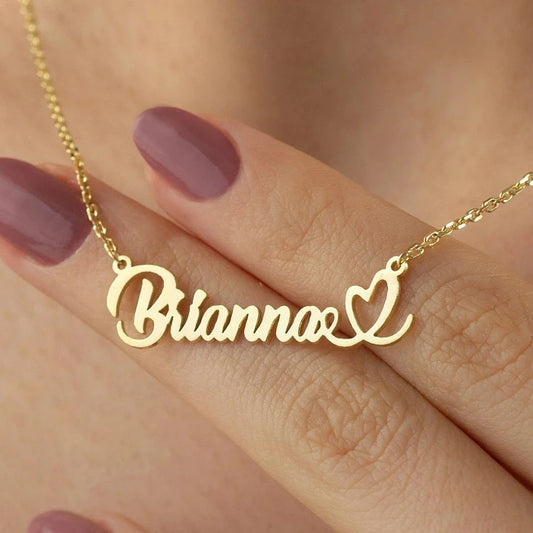 Gold Heart Name Necklace - Personalized Jewelry handcrafted in the UAE