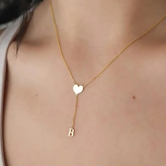 Gold Heart Single Letter Necklace Personalized, designed and handcrafted in the UAE.