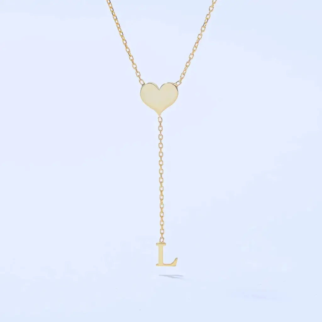 Gold Heart Single Letter Necklace Personalized, designed and handcrafted in the UAE.