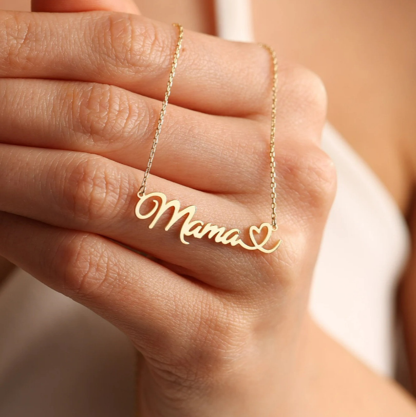 Heart name necklace designed in gold - handcrafted in the UAE