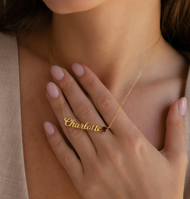 Heart-shaped Birthstone Necklace, A Gold Necklace for Women and Personalized Gift She’ll Cherish