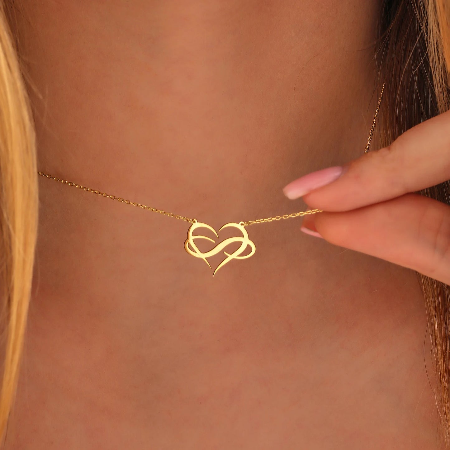 18 Carat Gold Heart Infinity Necklace - A Radiant Emblem of Eternal Connection