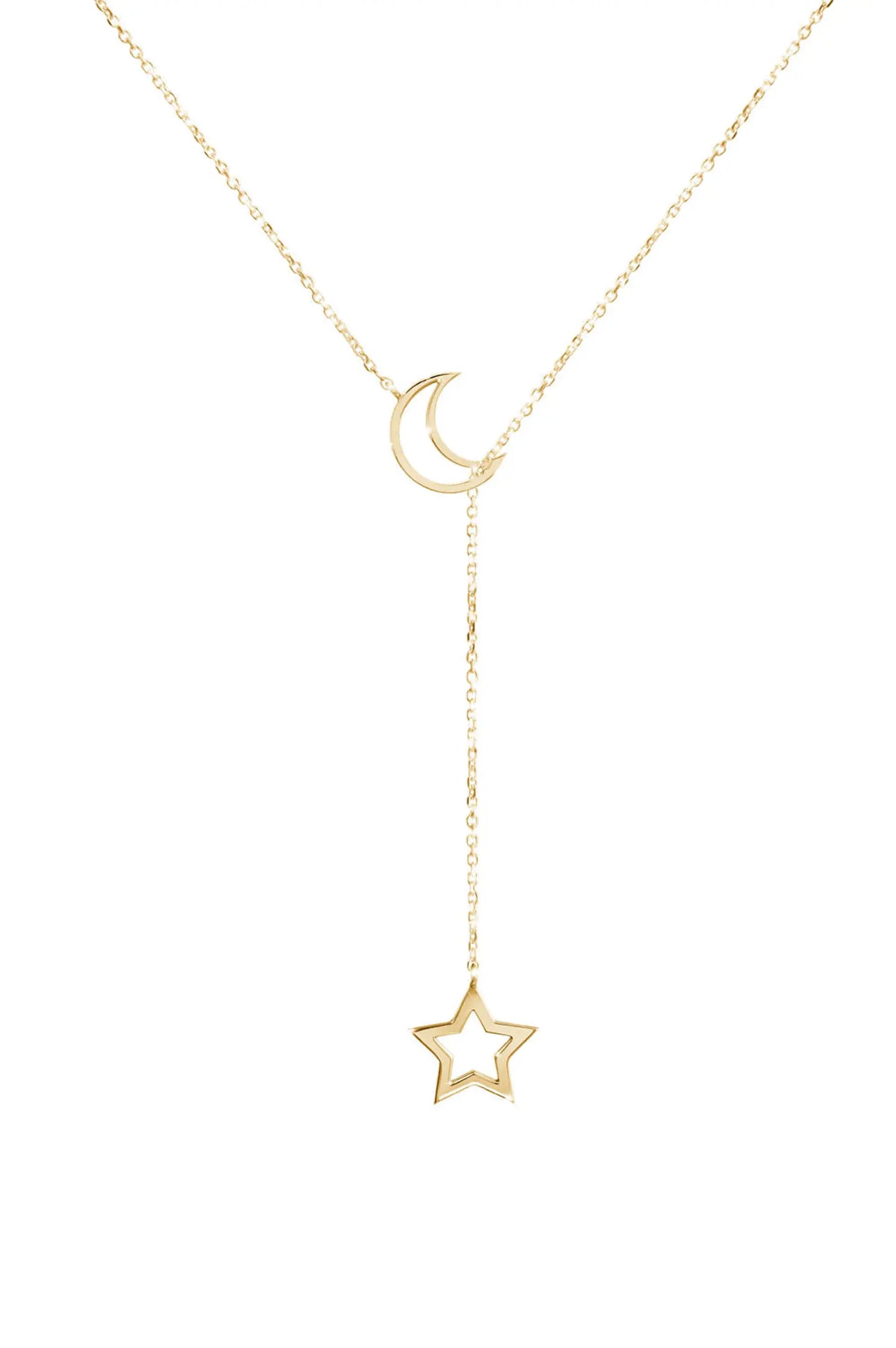 18 Carat Gold Crescent Star Necklace - Burst of Arabia - Embrace the Celestial Elegance of Arabic Jewelry.