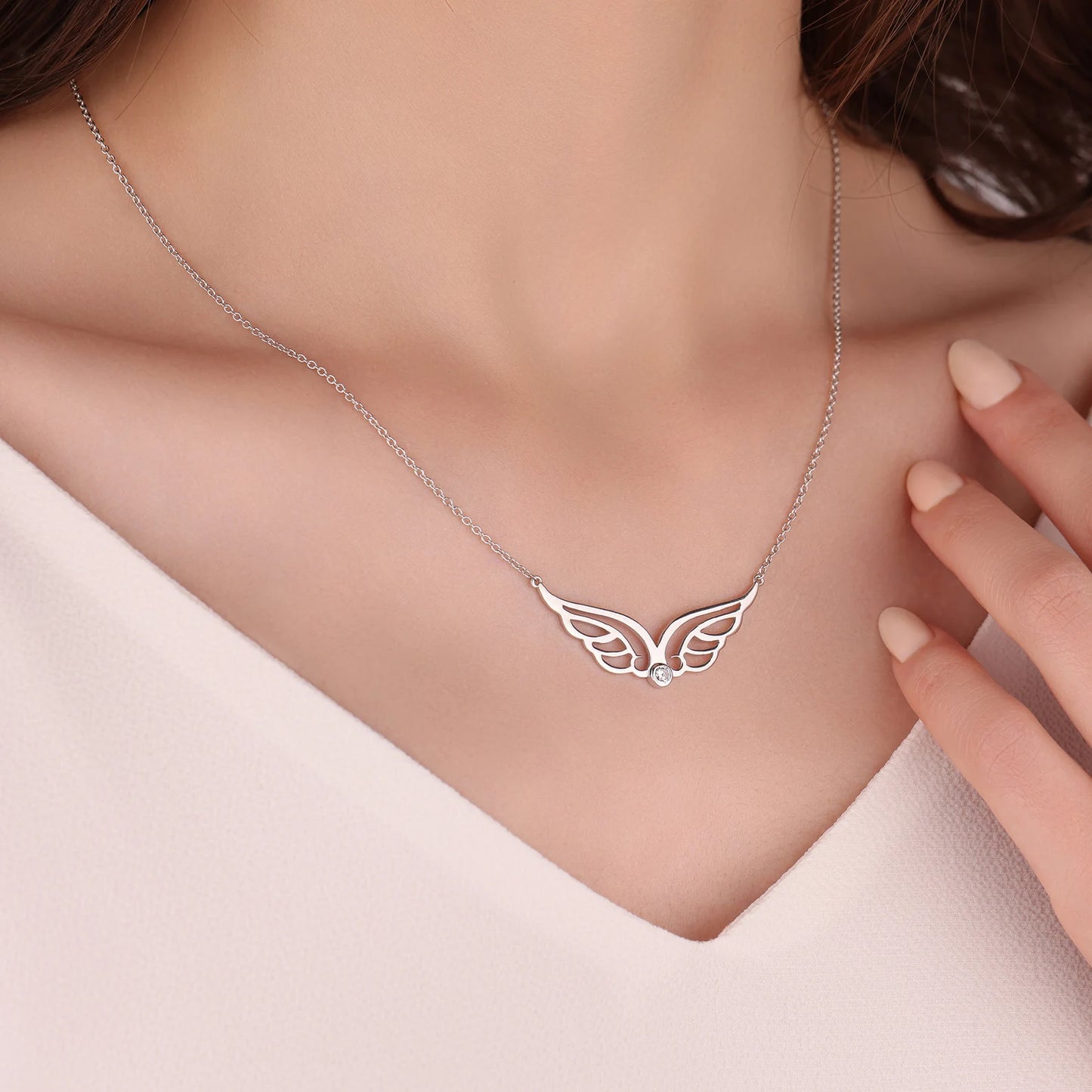 18 carat gold Angel Wings Birthstone Necklace - Burst of Arabia - UAE