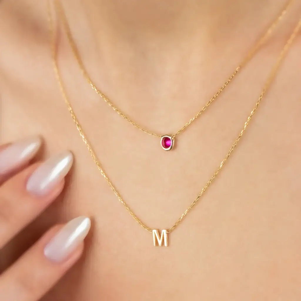 Gold birthstone deals necklaces