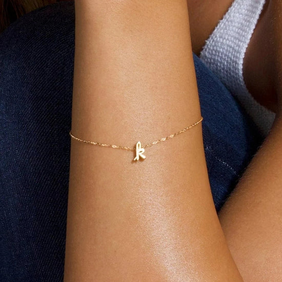 Gold initial bracelet, gift for her, anniversary gifts for her, Dubai, UAE.