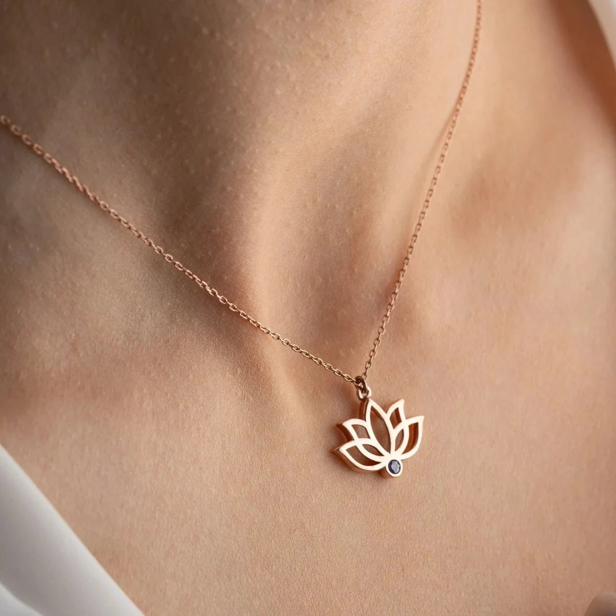 18 Carat Gold Lotus Necklace - A golden bloom inspired by Arabian tales, symbolizing purity and elegance, crafted for timeless grace.