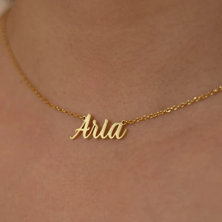 Gold Personalized Name Necklace in Dubai Burst of Arabia