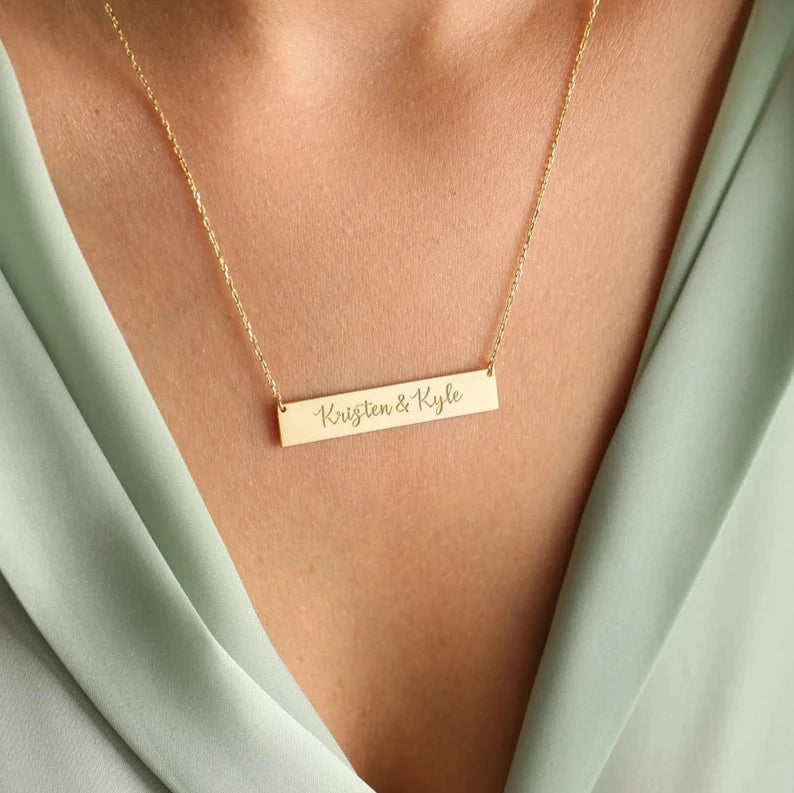 Classic 18K Gold Name Bar Necklace - Personalize for a meaningful gift. Shop the collection!