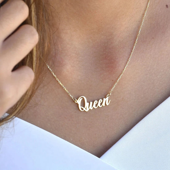 Gold Personalized Name Necklace Designed and handcrafted in the UAE. This classic gold name necklace is locally handcrafted with the highest quality materials and artisans available in Dubai. Perfect gift for a best friend, lover and family.