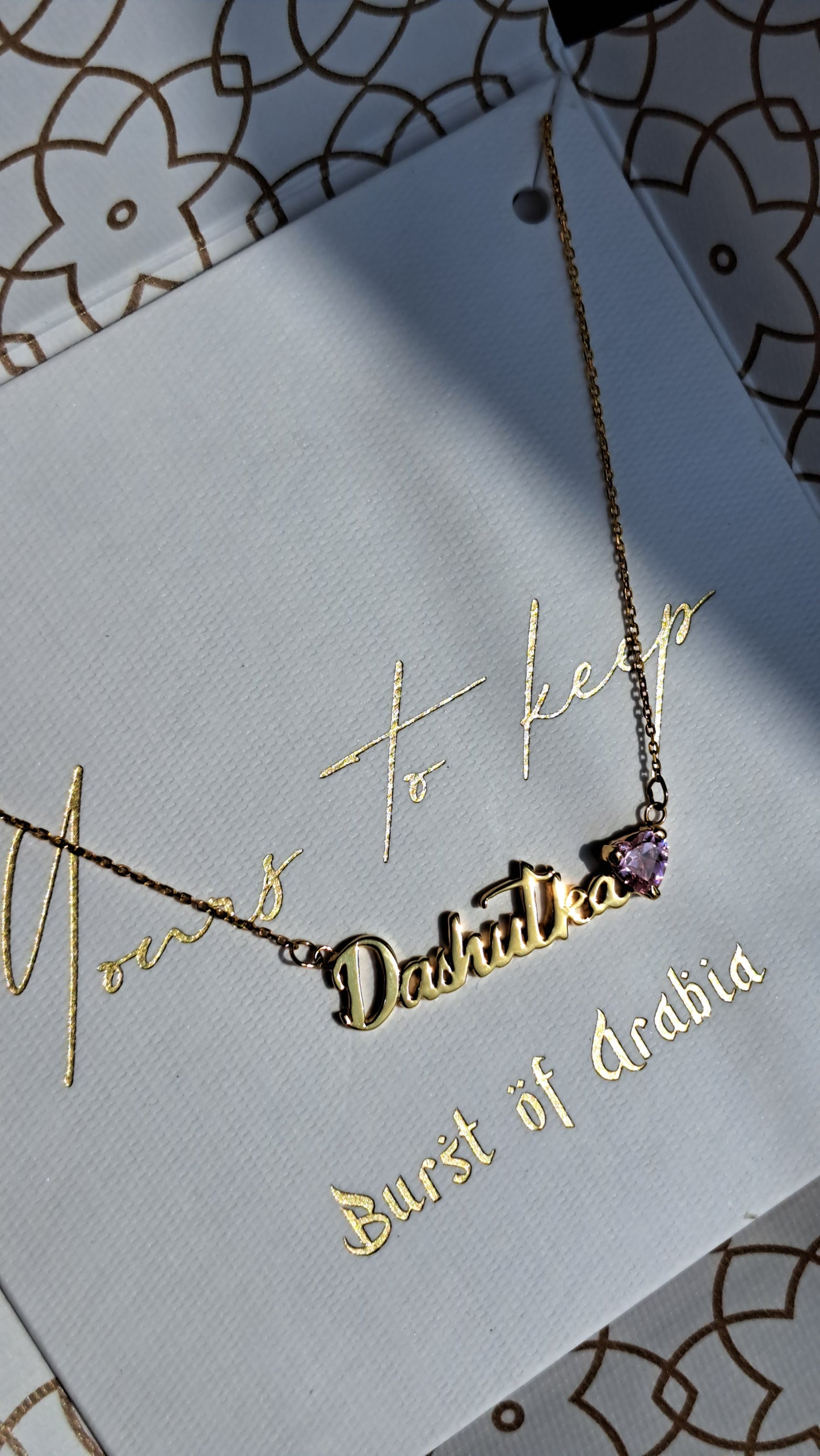 Heart-Shaped Birthstone Name Necklace