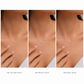 Three side-by-side panels show a delicate necklace worn on a model's neck and chest, with the model's hand visible below. The panels are labeled '18K YELLOW GOLD', '18K WHITE GOLD', and '18K ROSE GOLD' underneath.