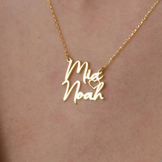 Gold Two Names Necklace - Burst of Arabia