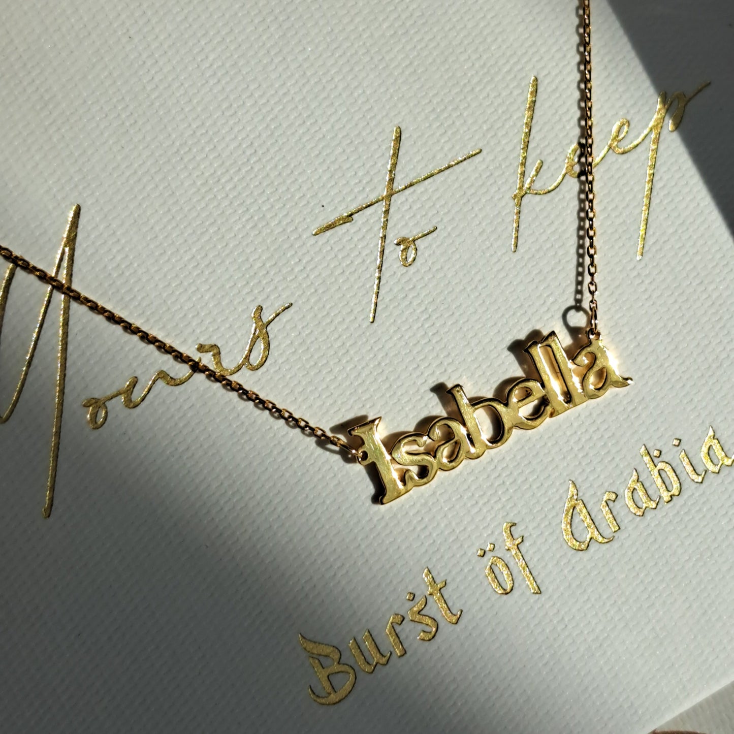 Name necklace for her, artisan crafted in the UAE.