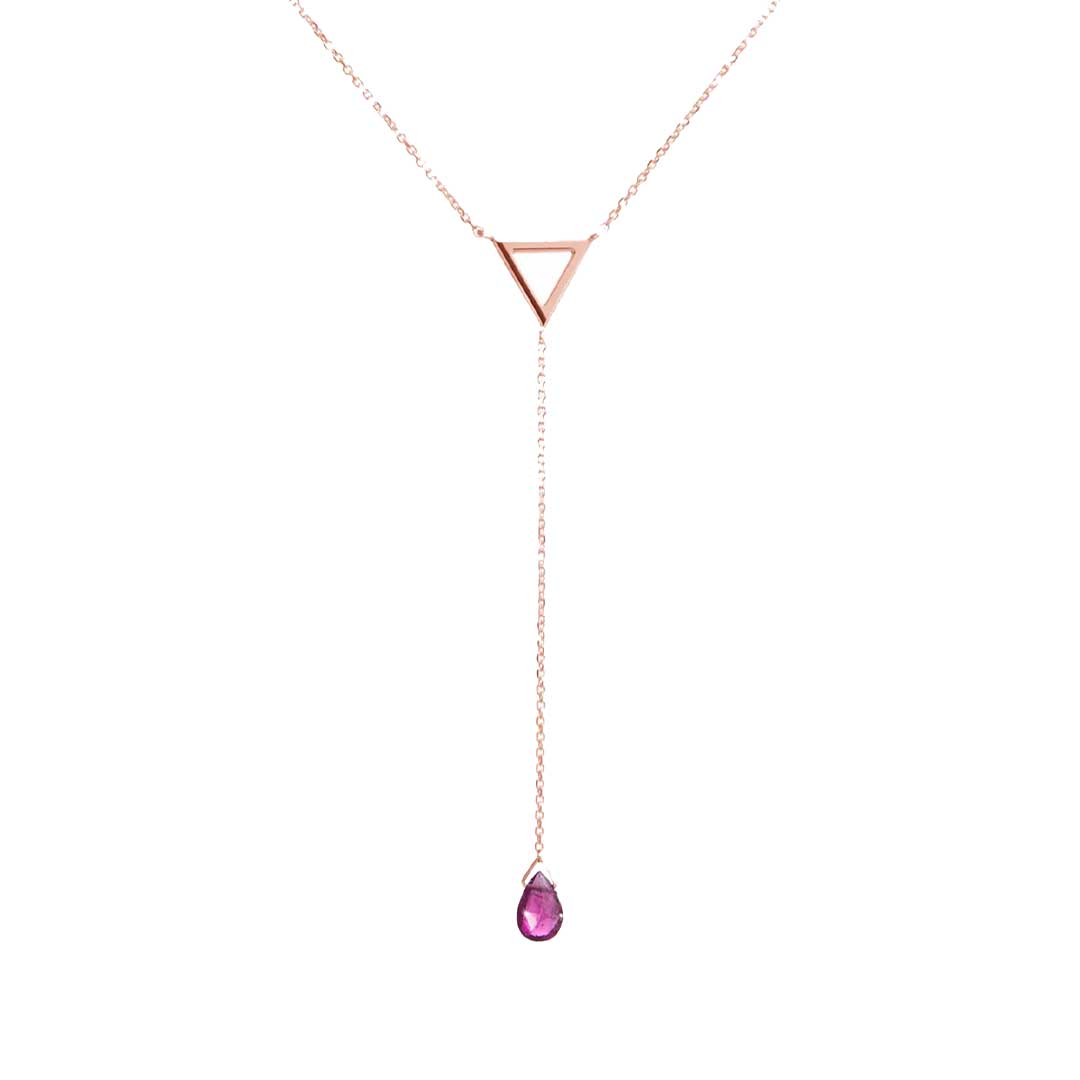 18 carat gold Triangle Birthstone Drop Necklace - Burst of Arabia - UAE