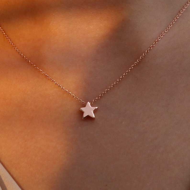 18 Carat Gold Tiny Star Name Necklace - Burst of Arabia