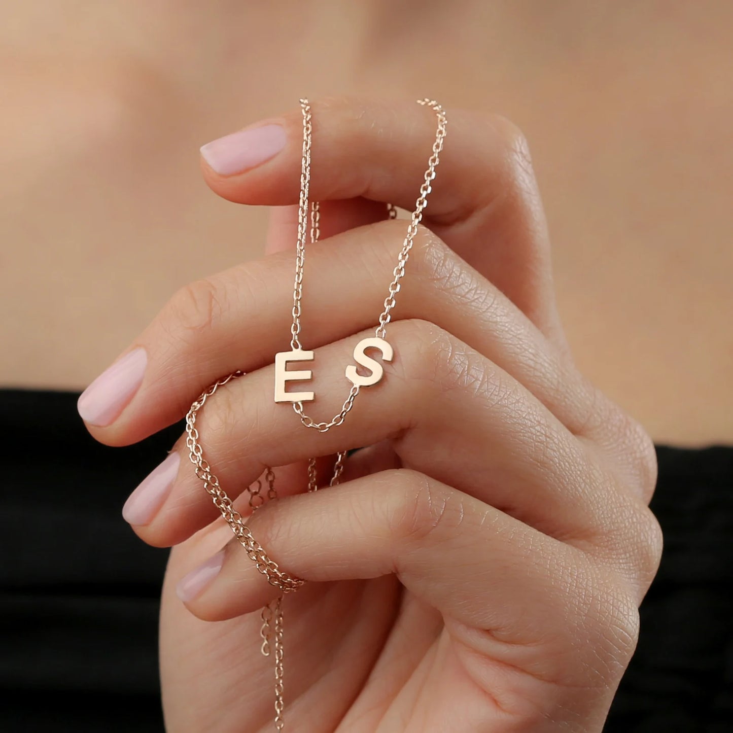 Sideways Initial Gold Necklace Gold Necklace Dubai UAE Burst