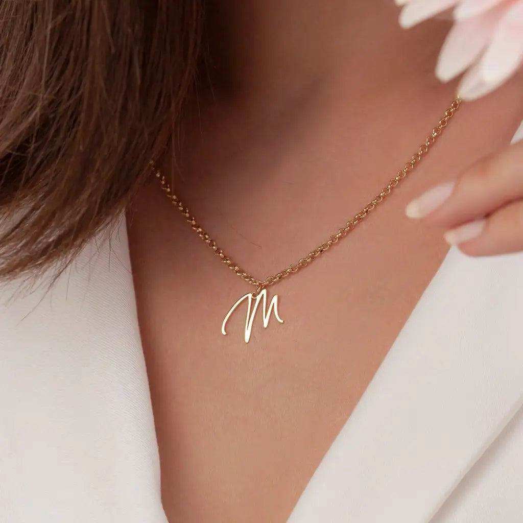 Gold single initial on sale necklace