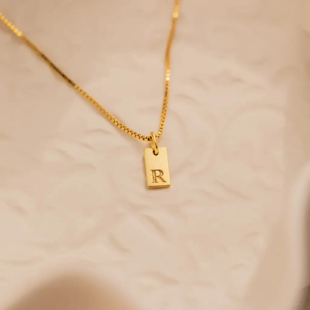 Gold Single Letter Initial Necklace Personalized, designed and handcrafted in the UAE.