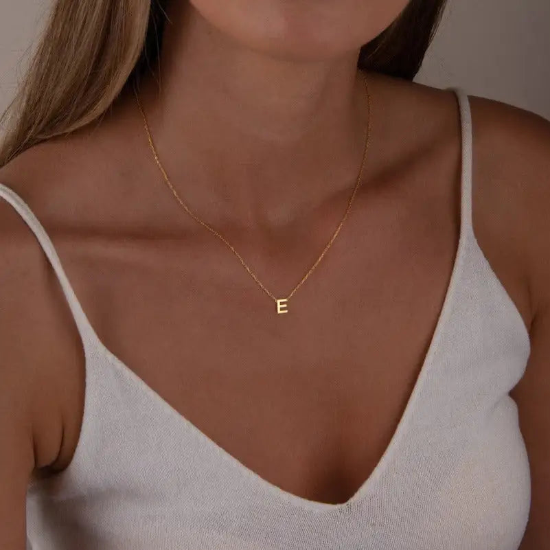 Gold Single Letter Initial Necklace Personalized, designed and handcrafted in the UAE. 