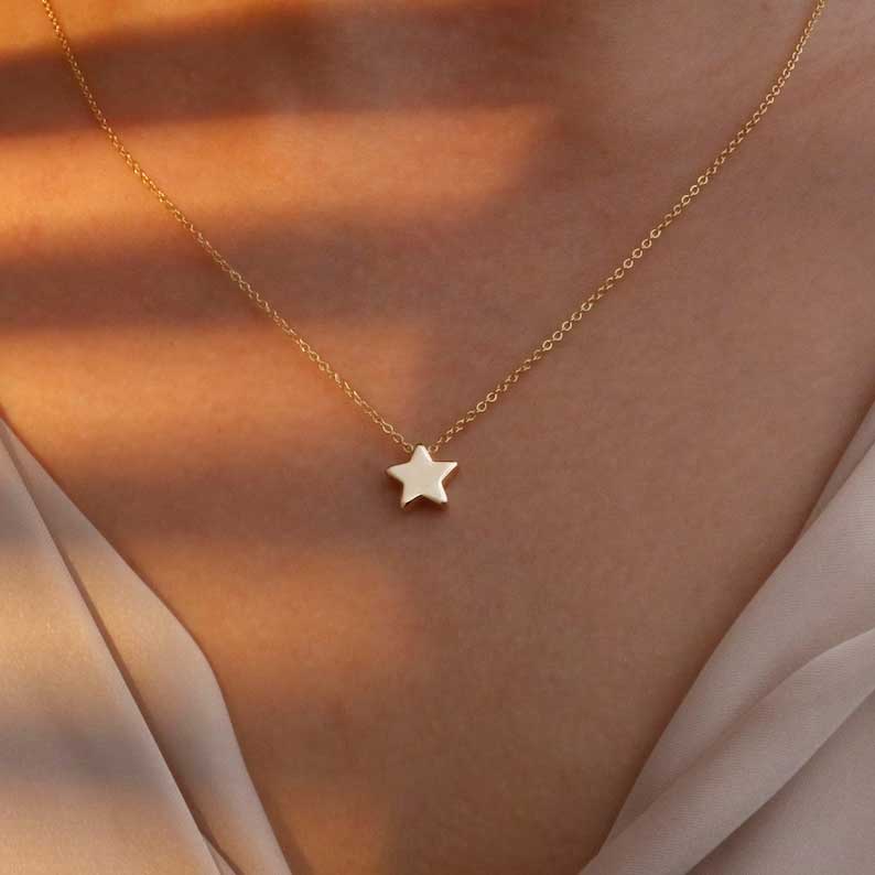18 Carat Gold Tiny Star Name Necklace - Burst of Arabia