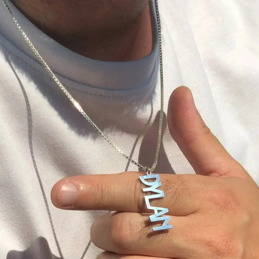 Gold Vertical Necklace for Men - A thoughtful luxury anniversary gift for your boyfriend or husband, and the perfect expensive birthday gift for a father or a brother.