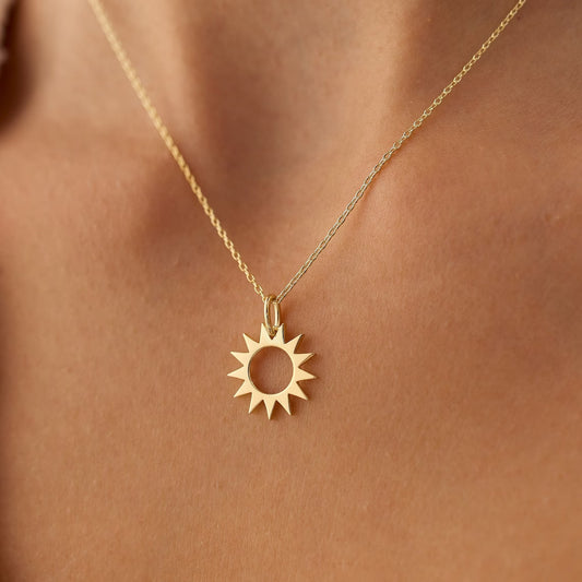 18 Carat Gold Sunshine Necklace - Radiant elegance, symbolizing warmth and positivity, embracing the enduring radiance of Arabian heritage in the heart of the UAE.