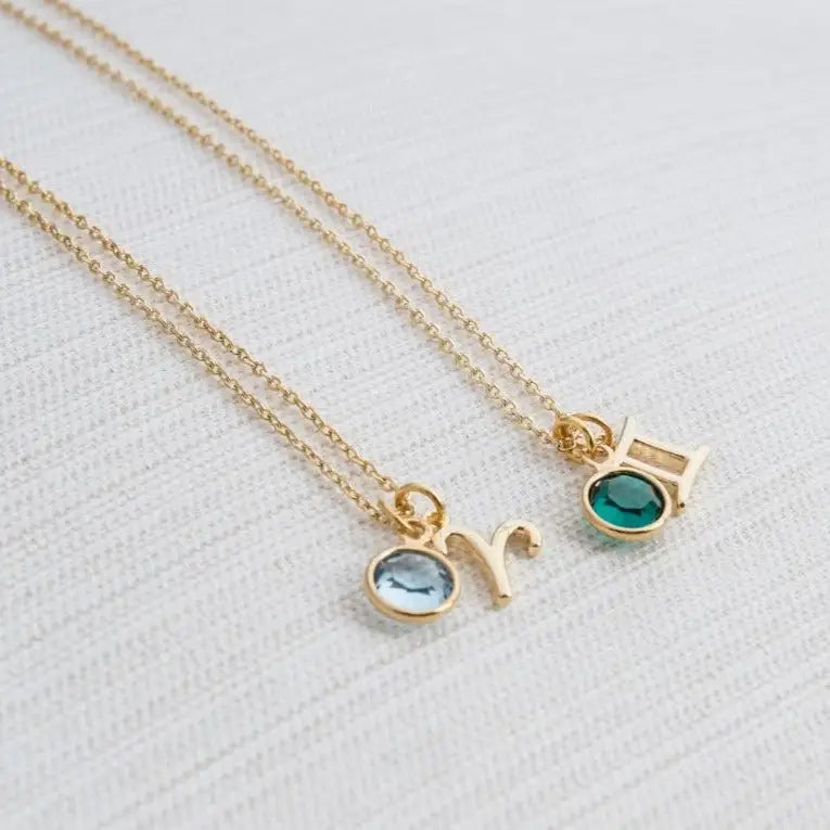 Gold Zodiac Horoscope Birthstone Necklace Designed and handcrafted in the UAE.