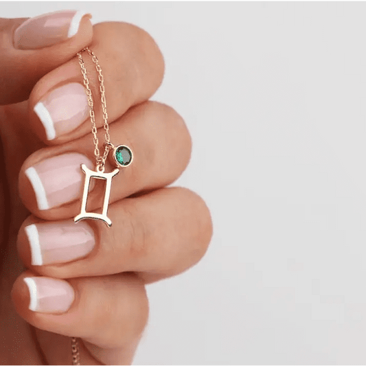 Gold Zodiac Horoscope Birthstone Necklace Designed and handcrafted in the UAE.