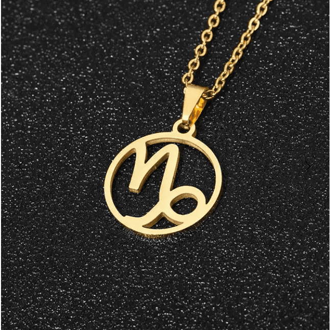 Capricorn 18K gold zodiac horoscope necklace for men. A thoughtful luxury anniversary gift for your boyfriend or husband, and the perfect expensive birthday gift for a father or a brother.