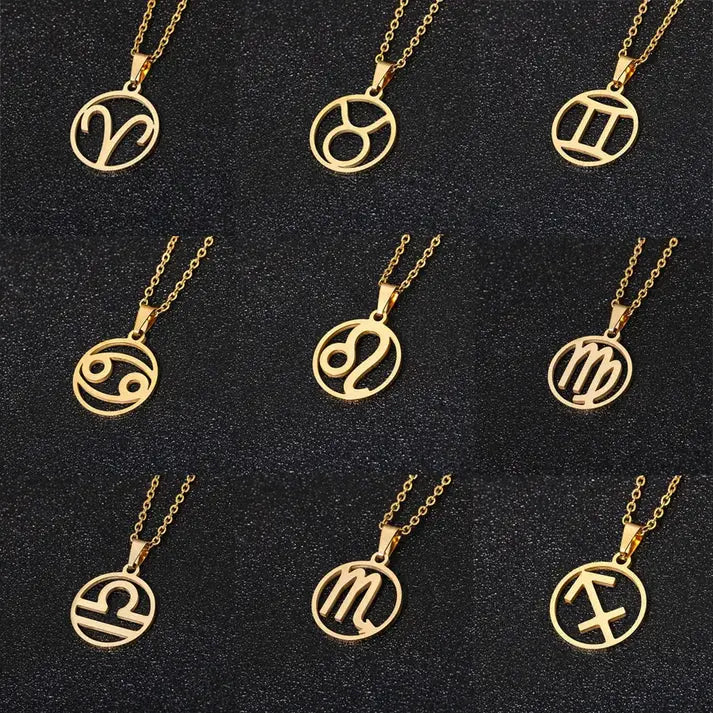 18K gold zodiac horoscope necklace for men. A thoughtful luxury anniversary gift for your boyfriend or husband, and the perfect expensive birthday gift for a father or a brother.