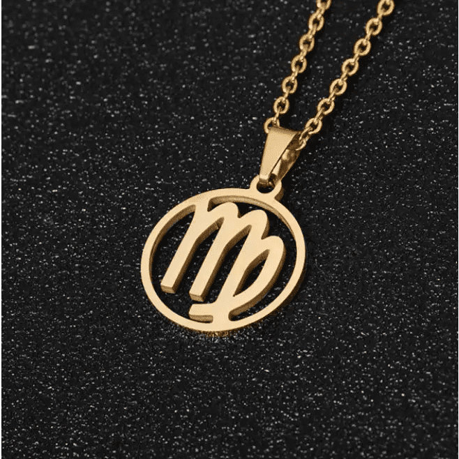 Virgo 18K gold zodiac horoscope necklace for men. A thoughtful luxury anniversary gift for your boyfriend or husband, and the perfect expensive birthday gift for a father or a brother.