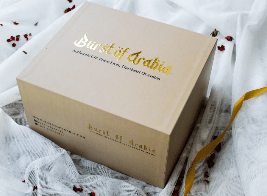 Golden foiled gift box Dubai - Burst of Arabia